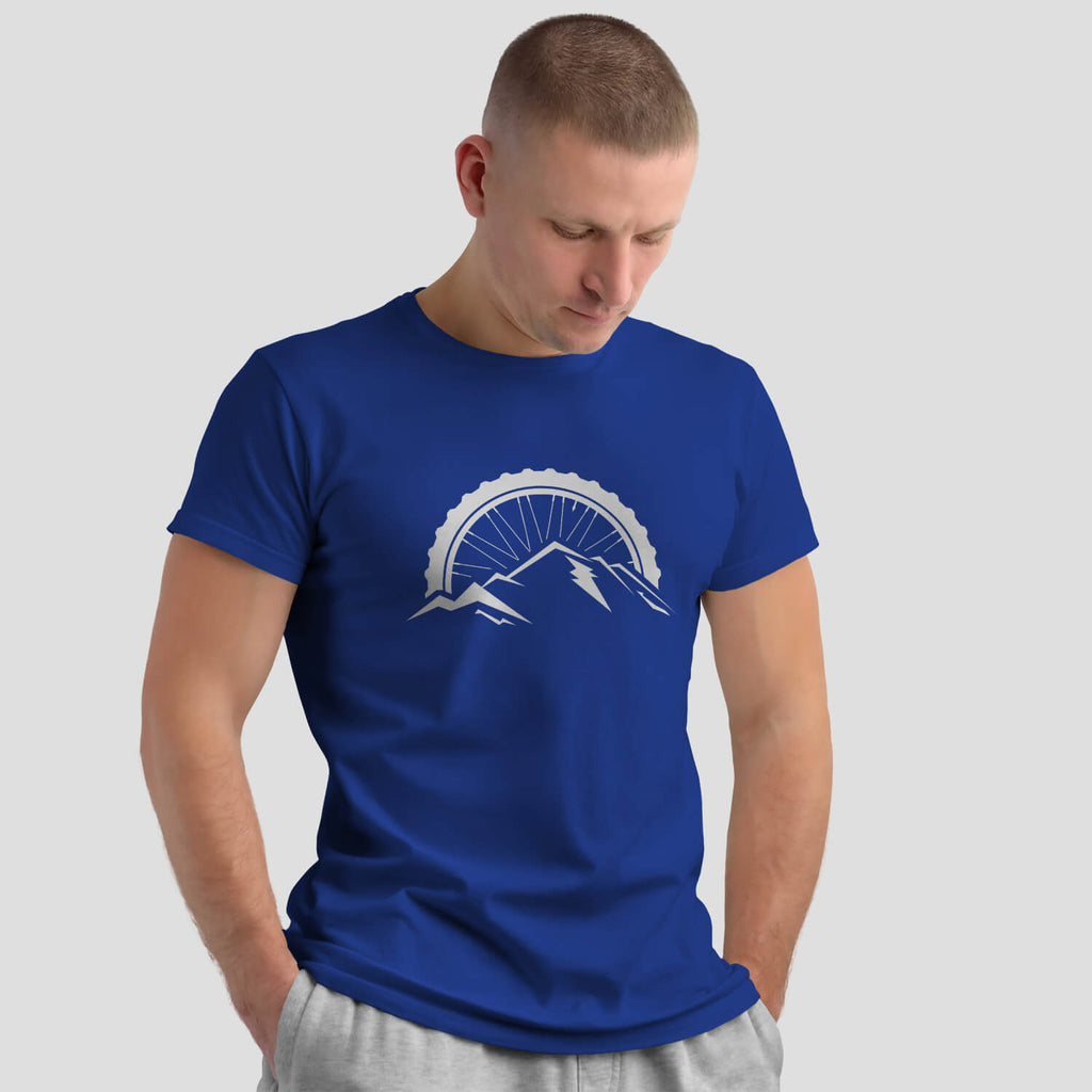 Epic Alpine Rider MTB Casual Cycling T-Shirt on male model - Sport Royal Blue