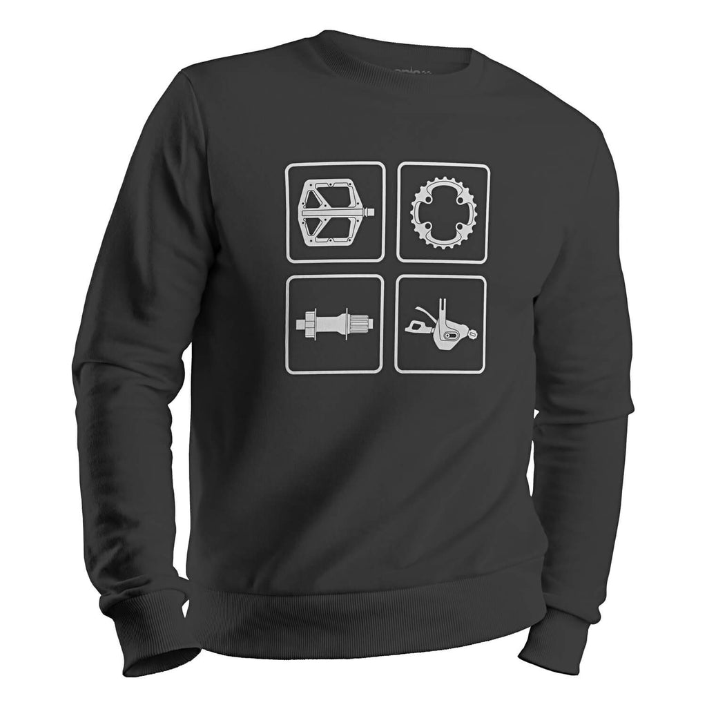 Epic Bike Tech Sweatshirt MTB cycling parts components jumper steel grey white epic bleed solutions