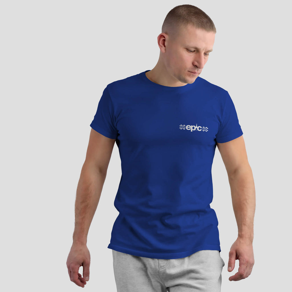 Epic Bleed Solutions Classic Logo T-Shirt on male model - Sport Royal Blue