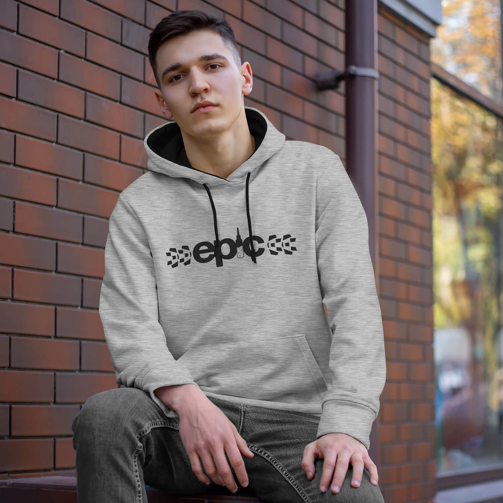 epic core logo hoodie hoody epic bleed solutions grey male model