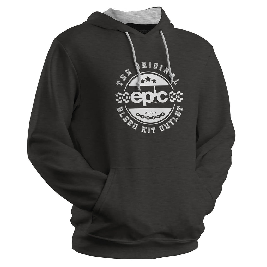 the original bleed kit outlet crest badge logo hoodie hoody epic bleed solutions charcoal