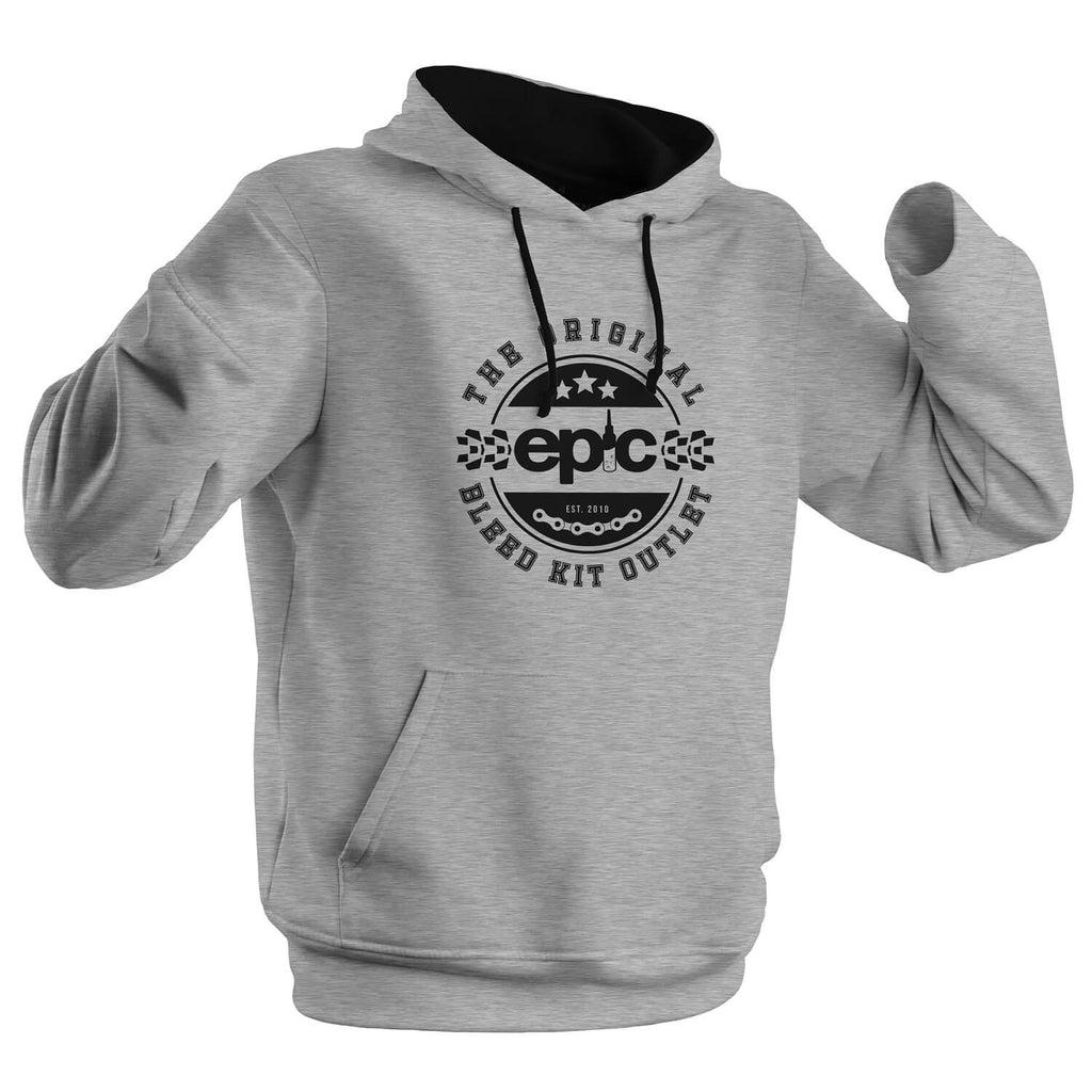 the original bleed kit outlet crest badge logo hoodie hoody epic bleed solutions grey