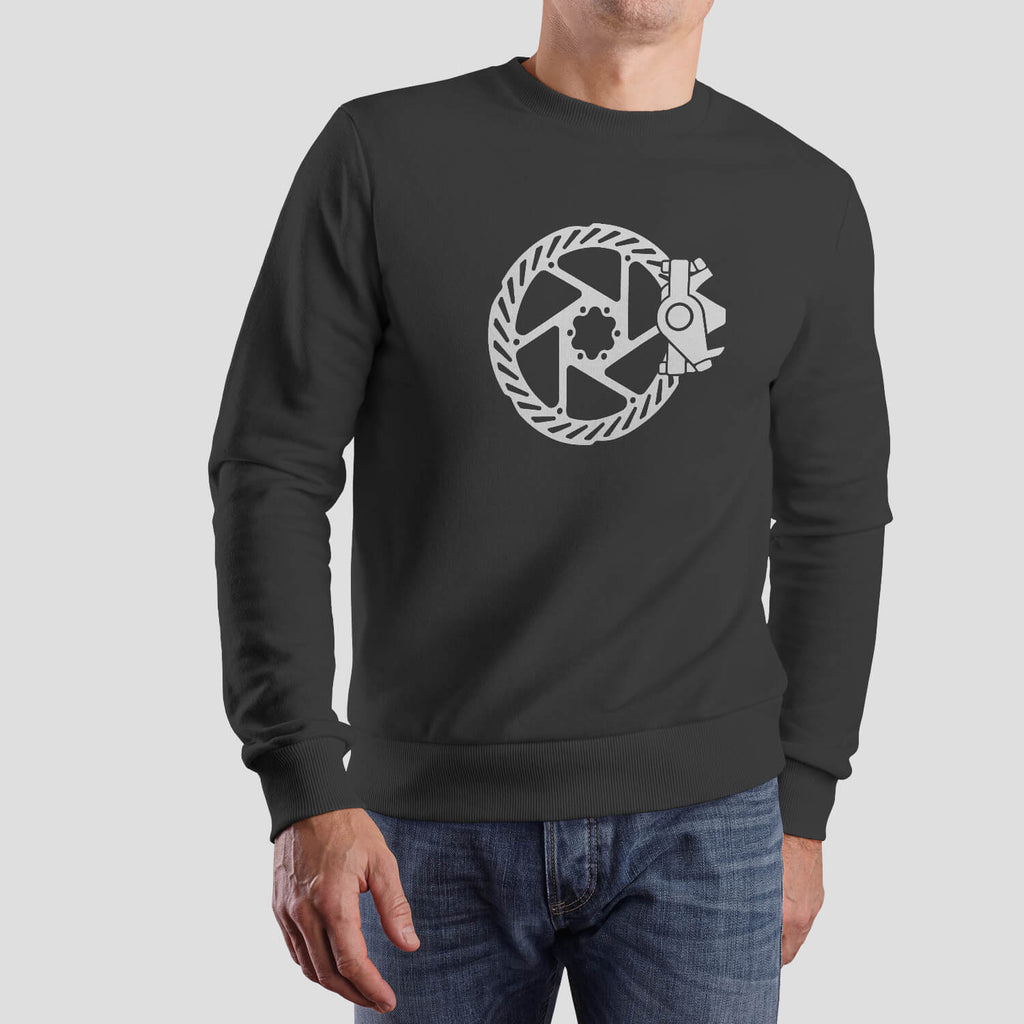 epic disc brake revolution sweatshirt jumper cycling casual epic bleed solutions steel grey white