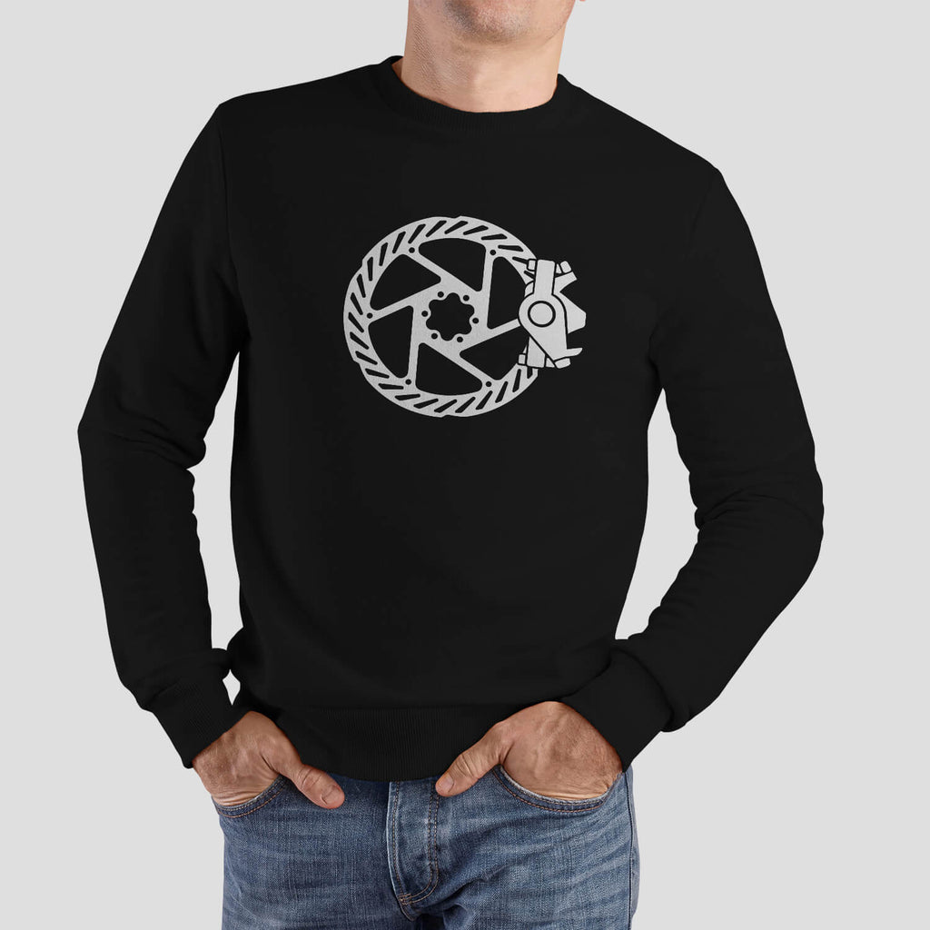 epic disc brake revolution sweatshirt jumper cycling casual epic bleed solutions jet black white