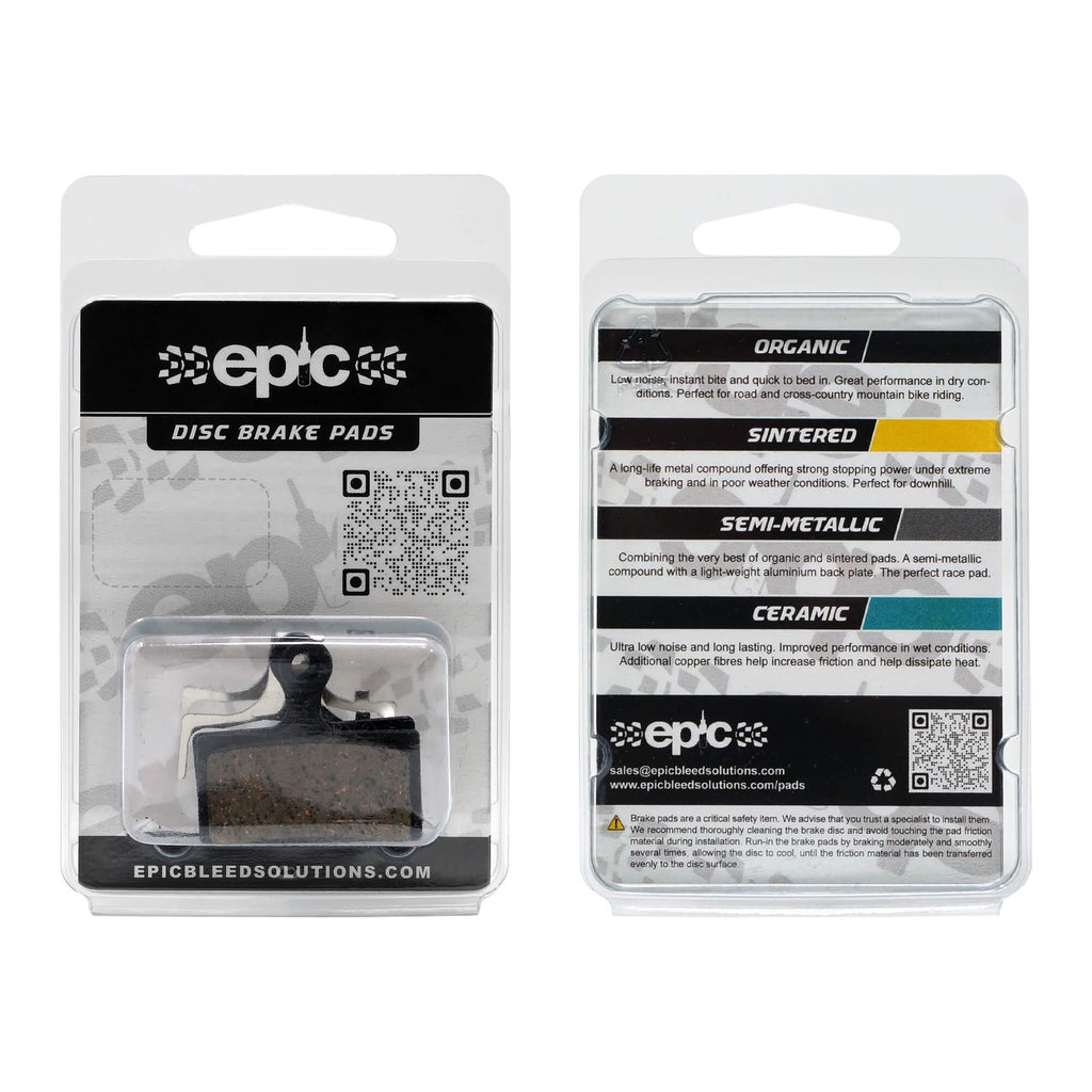 Epic Shimano Alfine / Cues / SLX / XT / XTR Disc Brake Pads Packaging