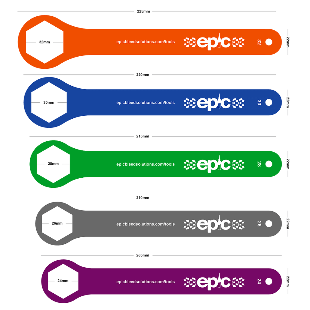 epic bleed solutions fork top cap spanner tool range of sizes