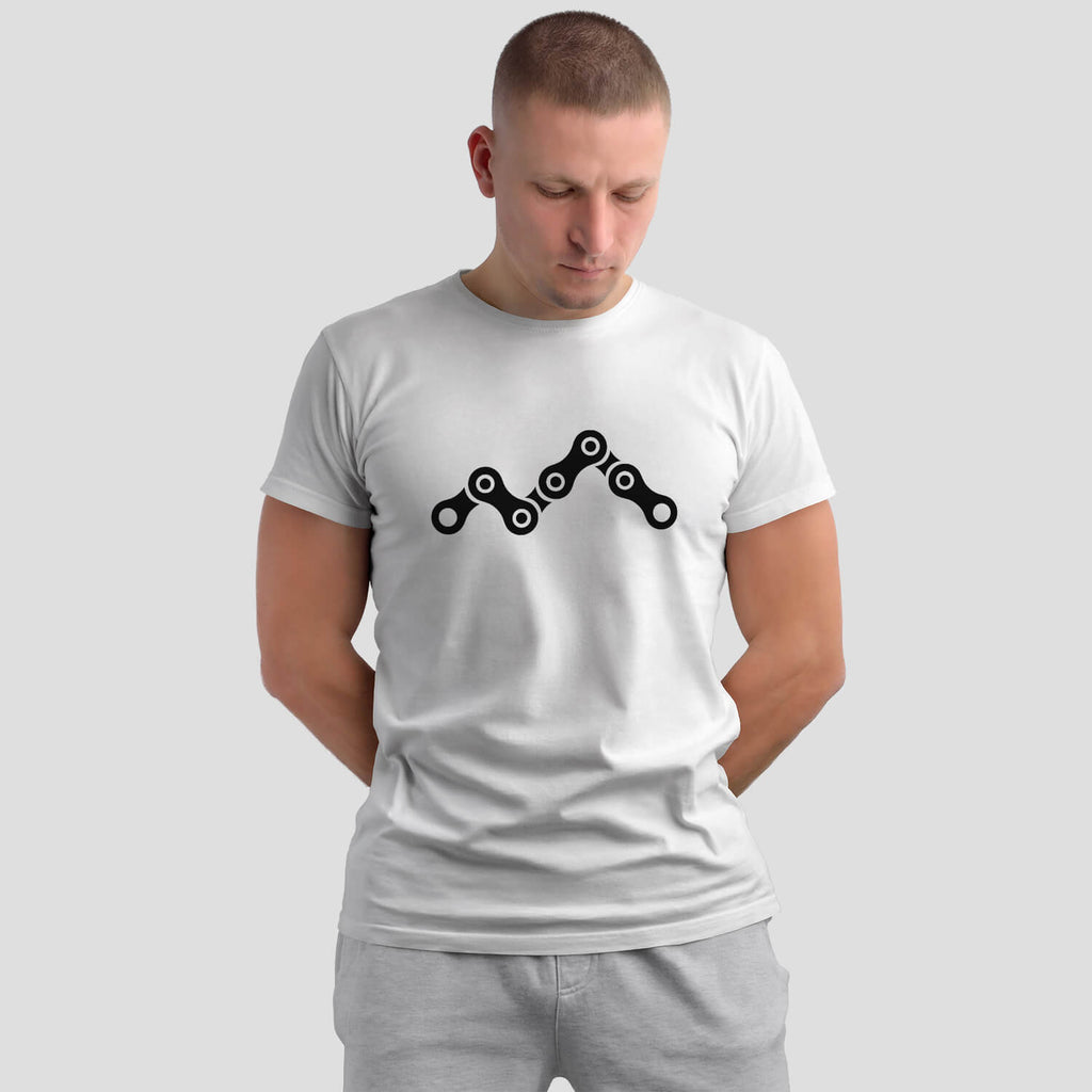 Epic Chain Peaks MTB T-Shirt on male model - White