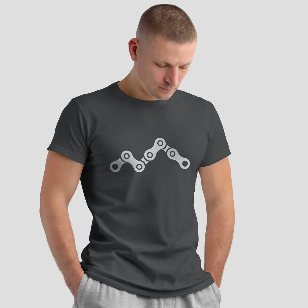 Epic Chain Peaks MTB T-Shirt on male model - Charcoal