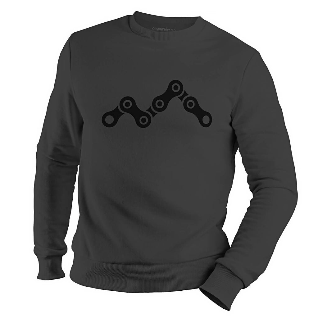 epic chain peaks mtb sweatshirt cycling casual jumper chain link design epic bleed solutions steel grey black