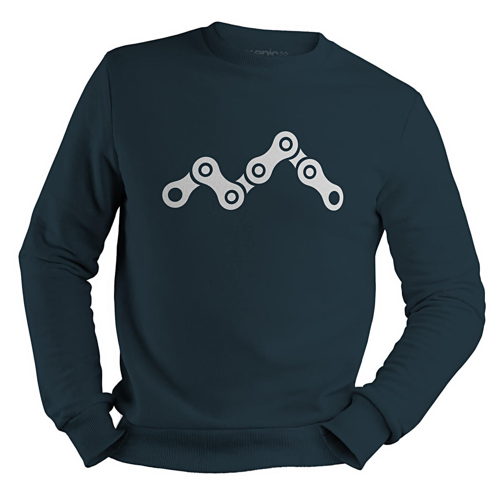 epic chain peaks mtb sweatshirt cycling casual jumper chain link design epic bleed solutions airforce blue white