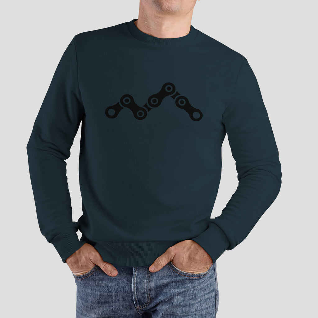 epic chain peaks mtb sweatshirt cycling casual jumper chain link design epic bleed solutions airforce blue black
