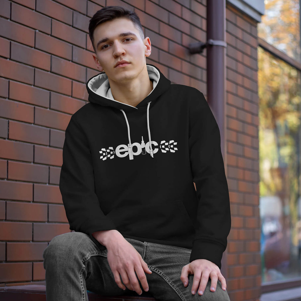 epic core logo hoodie hoody epic bleed solutions black male model