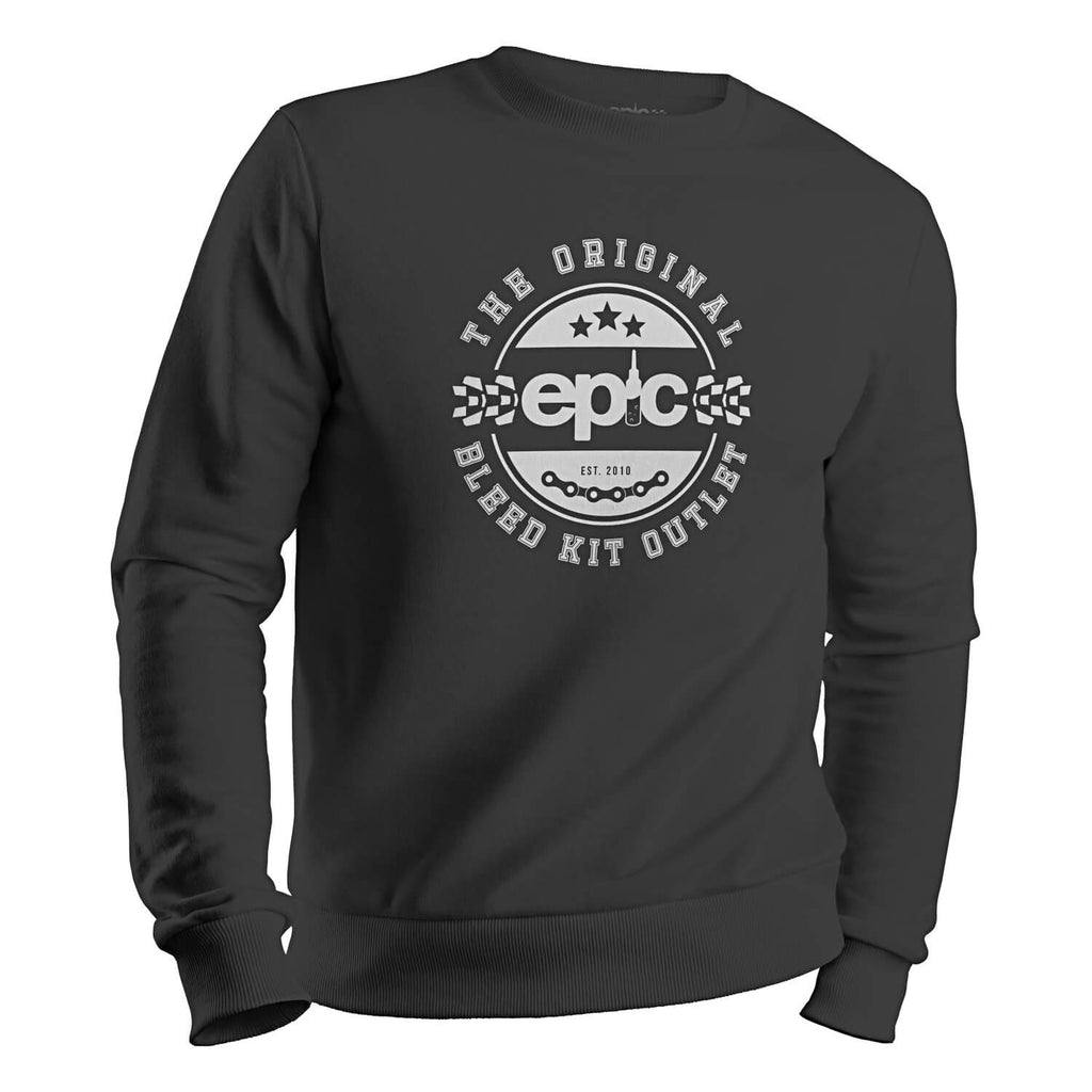 epic bleed solutions the original bleed kit outlet crest badge logo sweatshirt steel grey white