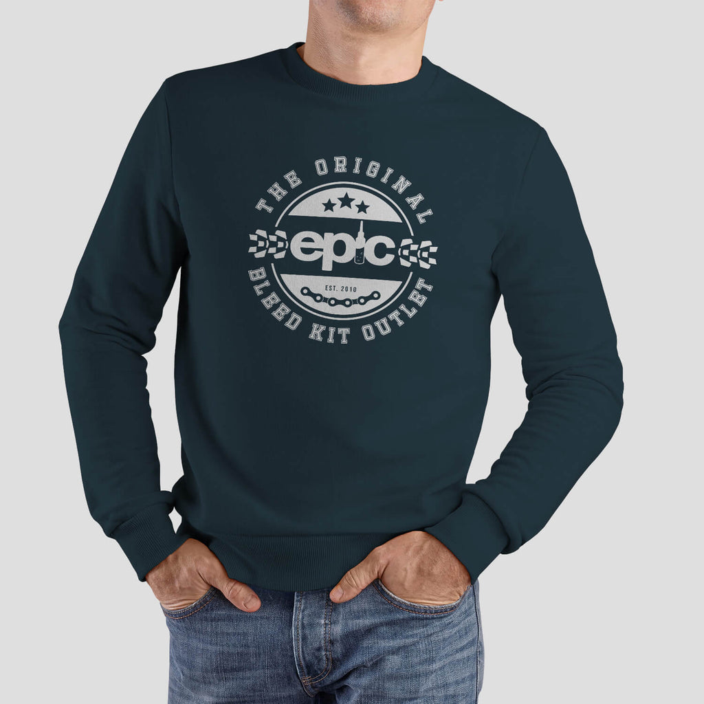 epic bleed solutions the original bleed kit outlet crest badge logo sweatshirt airforce blue white