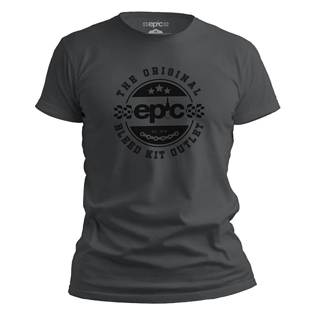 Epic Bleed Solutions Crest Logo T-Shirt - The Original Bleed Kit Outlet - Charcoal/Black