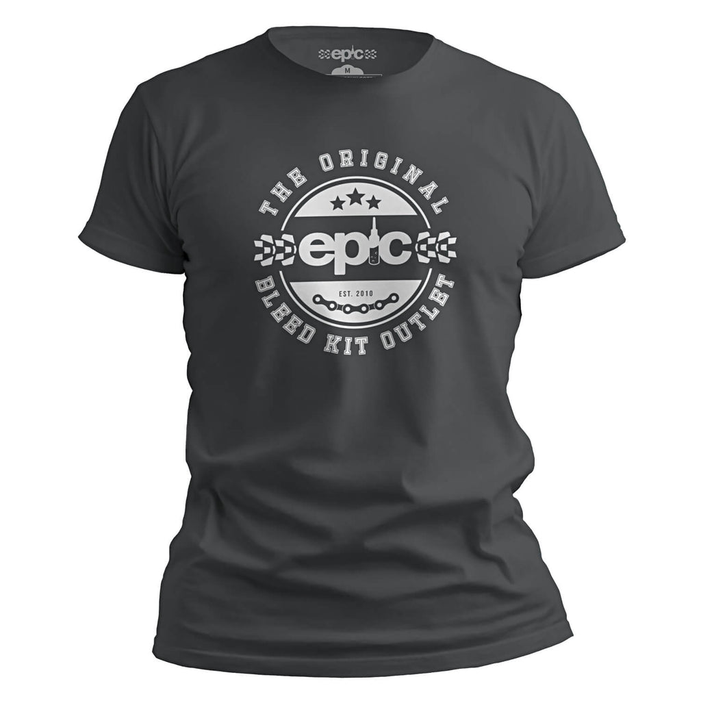Epic Bleed Solutions Crest Logo T-Shirt - The Original Bleed Kit Outlet - Charcoal/White