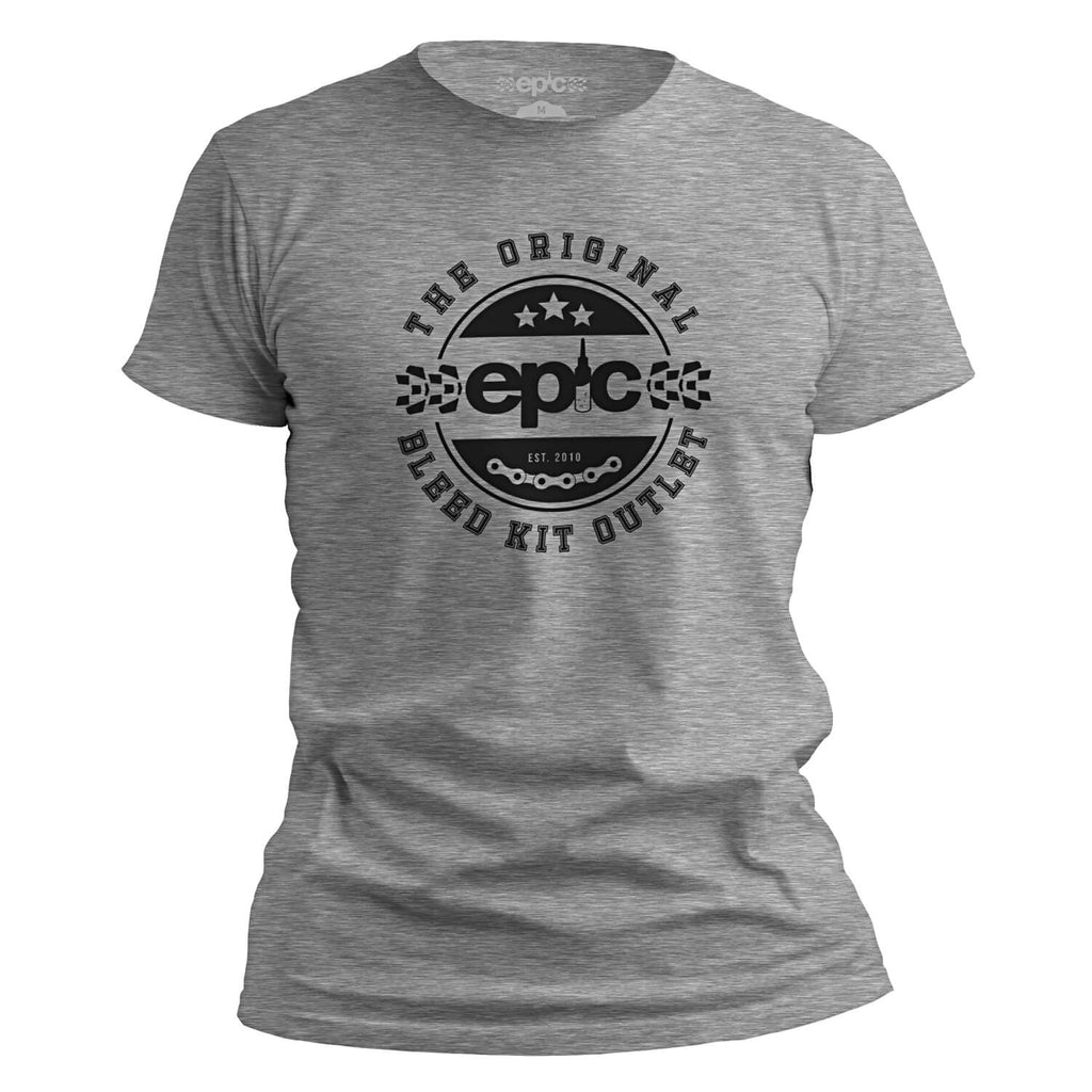Epic Bleed Solutions Crest Logo T-Shirt - The Original Bleed Kit Outlet - Graphite Heather Grey