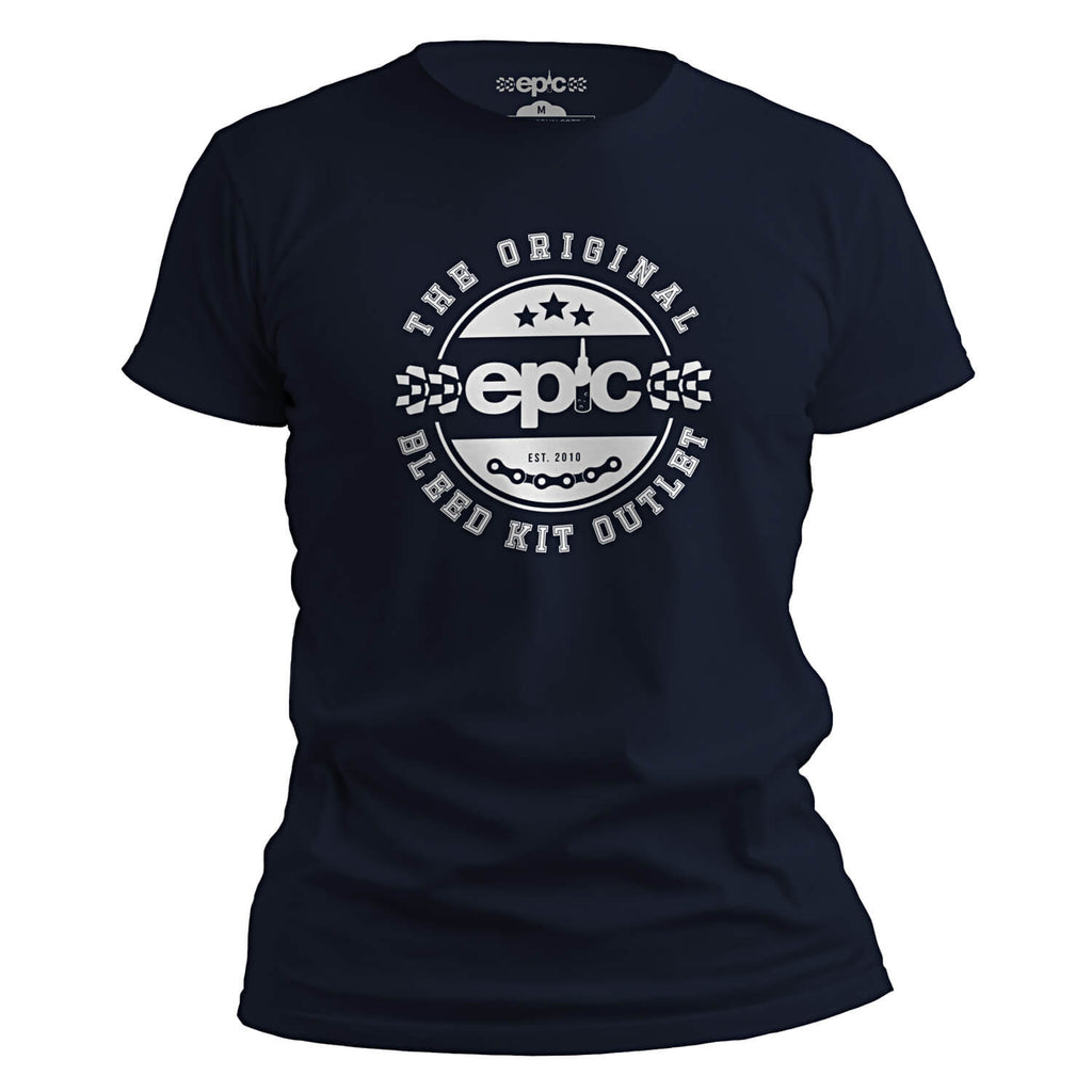Epic Bleed Solutions Crest Logo T-Shirt - The Original Bleed Kit Outlet - Navy Blue