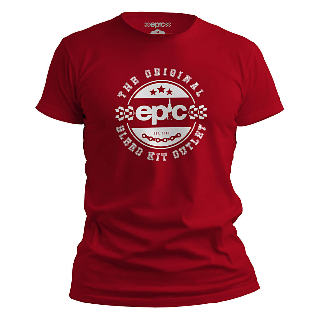 Epic Bleed Solutions Crest Logo T-Shirt - The Original Bleed Kit Outlet - Red