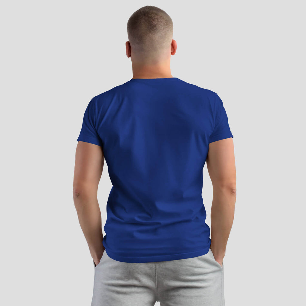 Epic Bleed Solutions Crest Logo T-Shirt on male model - The Original Bleed Kit Outlet - Sport Royal Blue