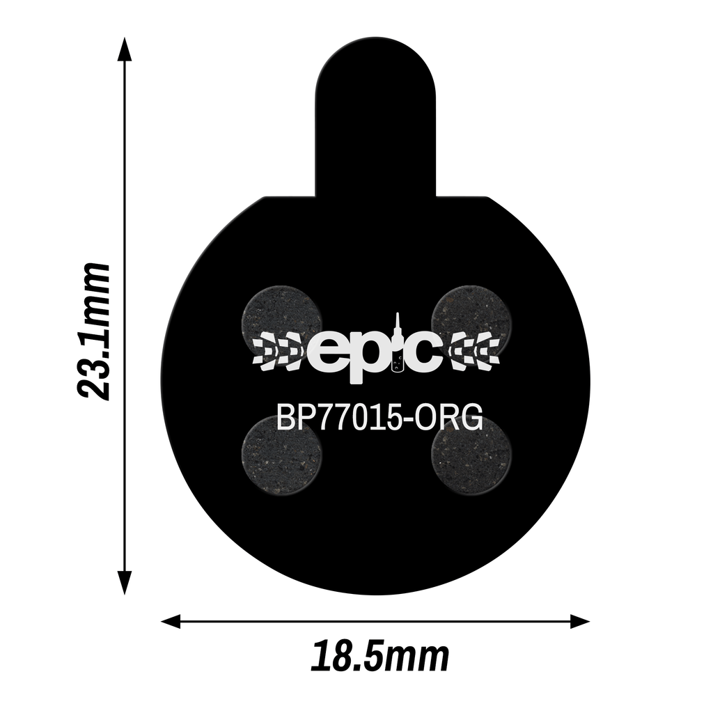 Epic Zoom 18.5mm Disc Brake Pads sizes dimensions 18.5mm