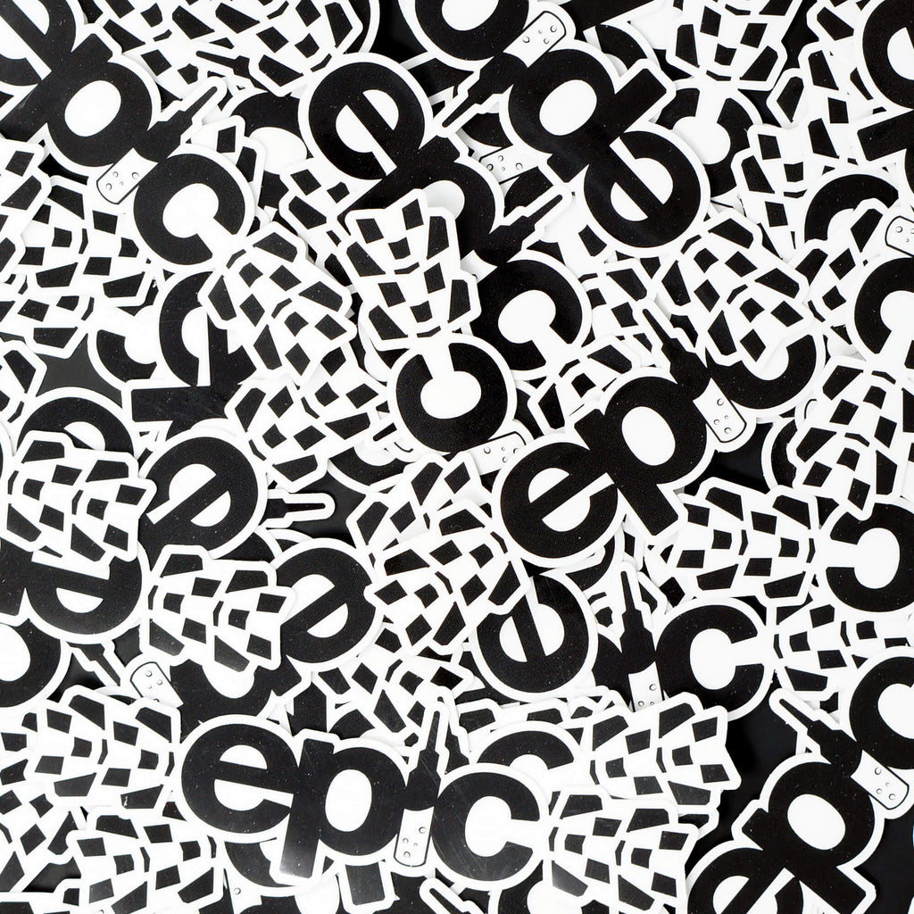 Epic Bleed Solutions Epic logo sticker die-cut, black and white, vinyl - pile