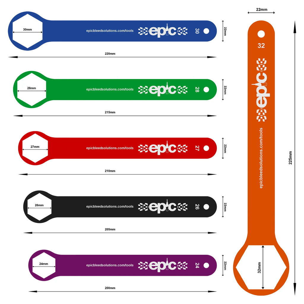 Flat Top Cap Socket Spanner - Fox & RockShox Forks - Sizes/Dimensions - Epic Bleed Solutions