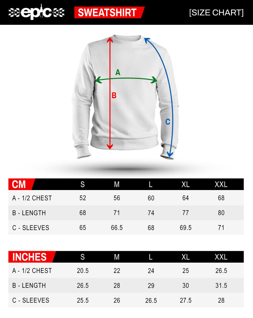 epic sweatshirt jumper size chart 