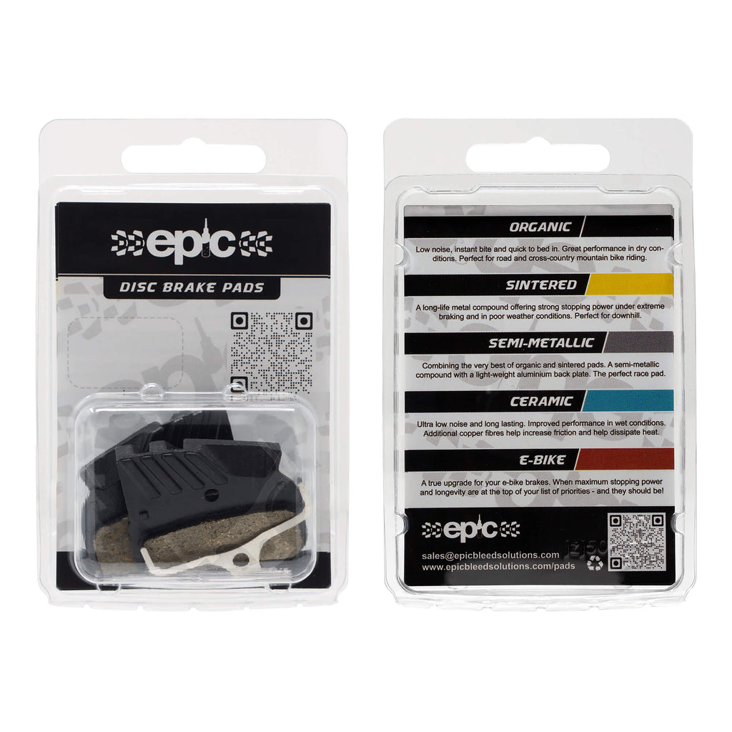 Shimano N04C / N04C-MF Compatible Finned Disc Brake Pads Packaging - Epic Bleed Solutions