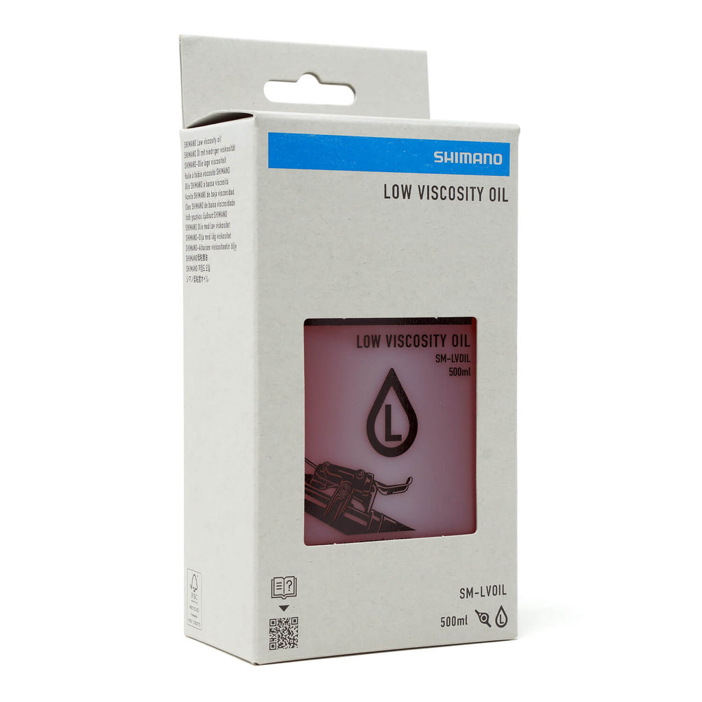 Shimano Low Viscosity Mineral Oil (SM-LVOIL) 500ml Box Packaging Side