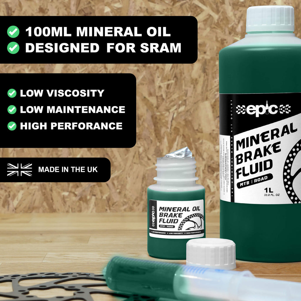 SRAM Mineral Oil brake fluid, Green, Maxima, 100ml, 1 litre, 1L - Epic Bleed Solutions