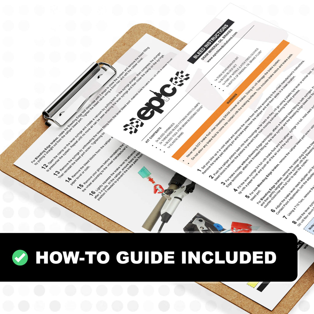 SRAM Maven Bleed Kit & Mineral Oil Brake Fluid - How-to Bleed SRAM Mineral Oil brakes, guide, bleed instructions - Epic Bleed Solutions