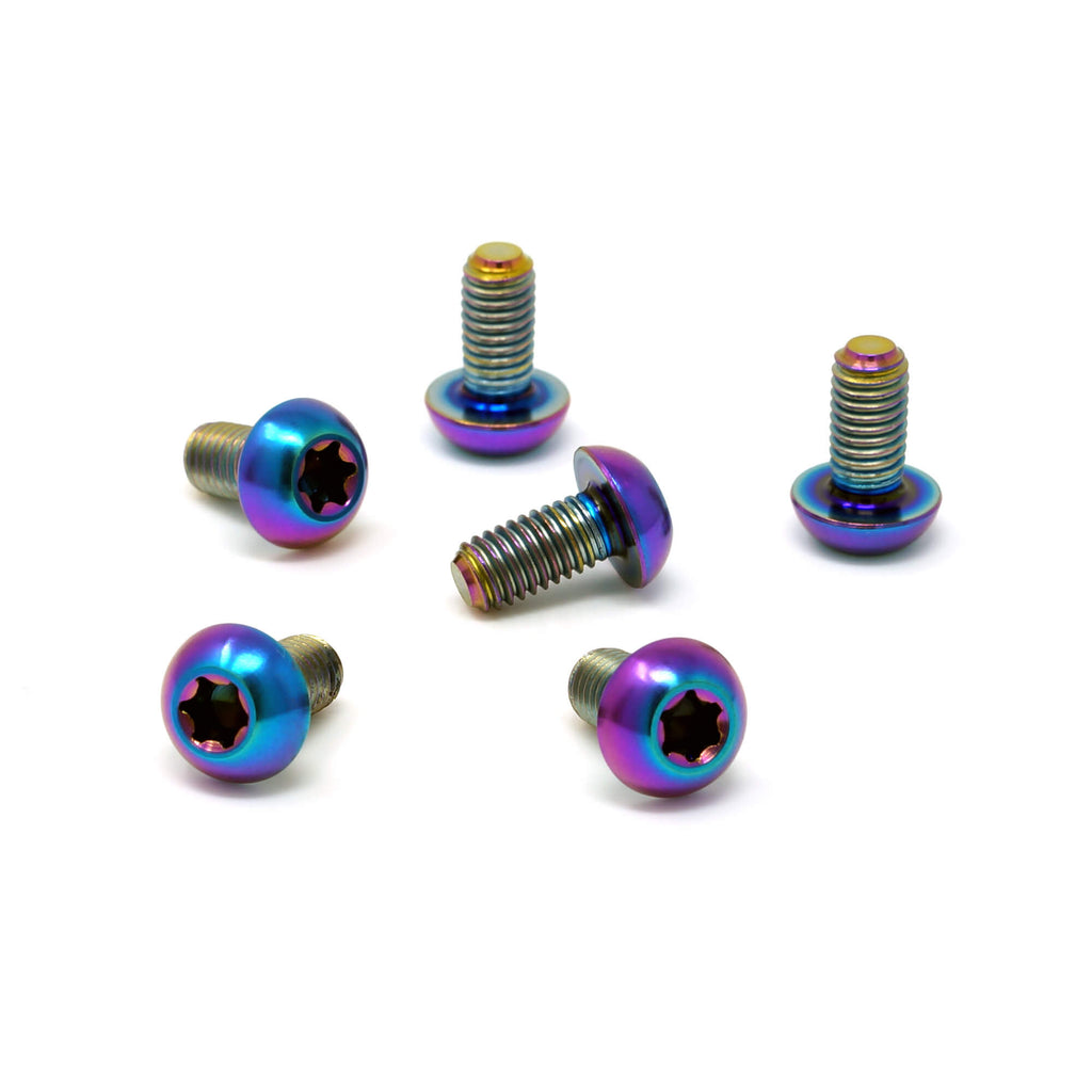 Epic Titanium Disc Brake Rotor Bolts - Oil Slick, Rainbow, Coloured - Pack of 6