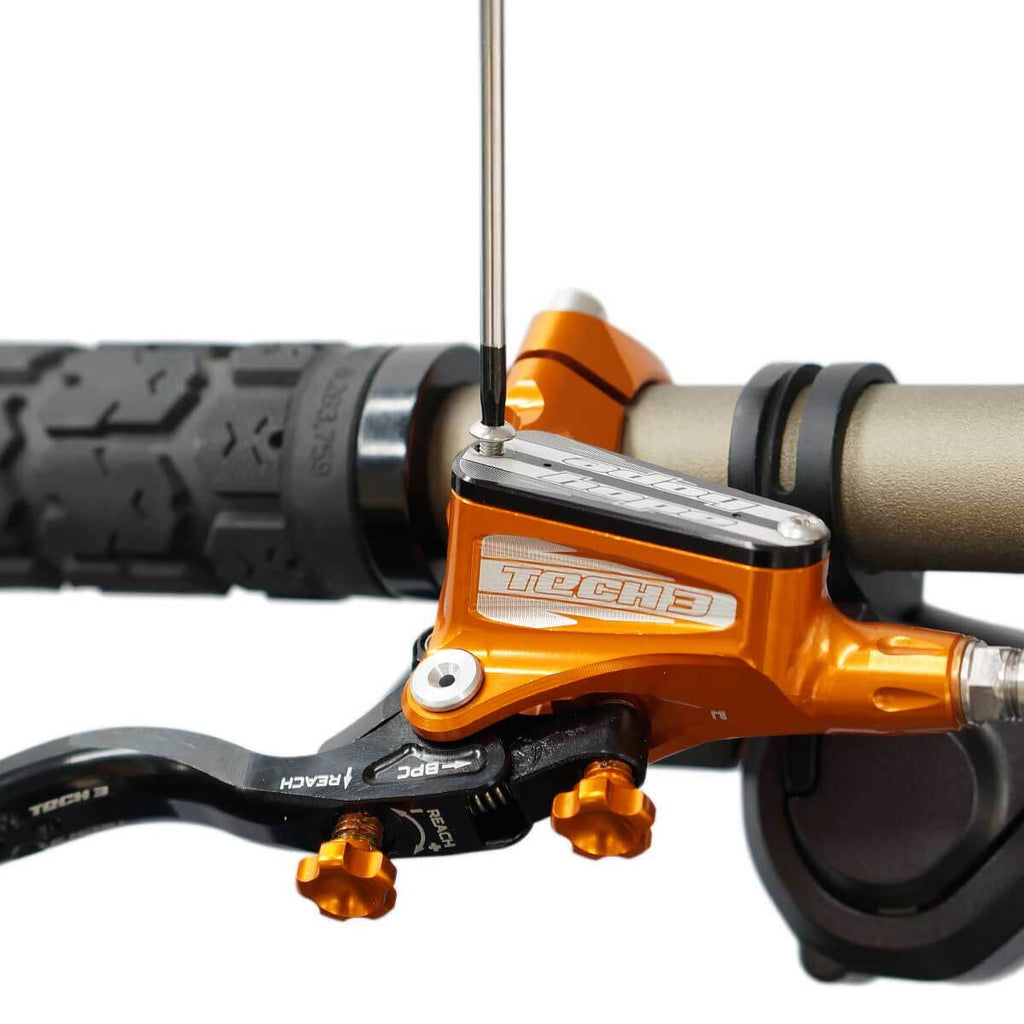 removing screw from orange hope tech 3 brake lever brake fluid reservoir